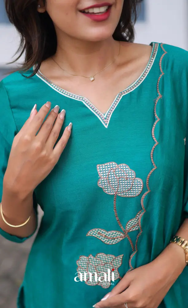 Nakshatra Georgette Salwar - Teal Green salwar